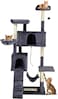 Cat tree, Multi-level cat tree tower with Padded perches, Dangling ball, Sisal scratching post, Double cat condo, Cozy hammock, and Climbing ladder, Ideal for indoor cats 180 cm (Dark-grey)