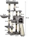 Multi-level cat tree tower with Padded perches, Dangling ball, Scratching post, Cozy hammock, Spacious cat condo, and Scratching ladder, Cat tree tower activity center for Indoor cats, 126 cm (Grey)