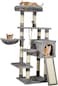 Multi-level cat tree tower with Padded perches, Dangling ball, Scratching post, Cozy hammock, Spacious cat condo, and Scratching ladder, Cat tree tower activity center for Indoor cats, 126 cm (Grey)