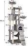 Multi-level cat tree with Double perches, Sisal scratching post, Cozy hammock, Cozy cat condo, and Climbing ladder, Durable climbing tower for indoor cats, Easy to assemble 182 cm (Grey)