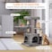 Cat tree tower for Indoor cats &amp; kittens, Multifunctional cat climbing tree with Self-grooming brush, Padded perch, Dangling ball, and Spacious cat condo, Easy to assemble, 78 cm (Grey)