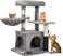 Cat tree tower for Indoor cats &amp; kittens, Multifunctional cat climbing tree with Self-grooming brush, Padded perch, Dangling ball, and Spacious cat condo, Easy to assemble, 78 cm (Grey)