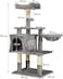 Multi-level cat tree for Indoor cats &amp; kittens, Cat tree tower activity center with Padded perch, Dangling ball, Scratching post, Cozy hammock, and Spacious cat condo, Easy assembly, 110 cm (Grey)