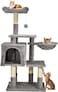 Multi-level cat tree for Indoor cats &amp; kittens, Cat tree tower activity center with Padded perch, Dangling ball, Scratching post, Cozy hammock, and Spacious cat condo, Easy assembly, 110 cm (Grey)