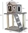 House-shaped cat tree for Indoor cats &amp; kittens, Cat scratcher climbing frame with Spacious cat condo, Sisal scratching post, and Climbing ladder, Easy to Assemble 95 cm (Grey)