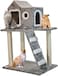 House-shaped cat tree for Indoor cats &amp; kittens, Cat scratcher climbing frame with Spacious cat condo, Sisal scratching post, and Climbing ladder, Easy to Assemble 95 cm (Grey)