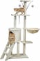 Cat tree tower for Indoor cats &amp; Kittens, Multi-level cat tree activity center with hanging toys, Sisal scratching post, Cozy Hammock, Cat condo and climbing ladder, Easy assembly, 136 cm (Beige)