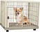 Dog cage for small to medium breeds, Spacious Indoor/Outdoor pet cage with Open-top design, Lockable door, Durable ABS material, and Universal wheels, Easy to assemble, 65 cm (Khaki)