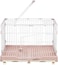 Foldable metal dog cage for Indoor Cats &amp; Dogs, Heavy-duty pet playpen with Open-top design, Lockable door, Removable tray, and Universal wheels, Easy to assemble, 98 cm (Pink)