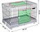Foldable metal dog cage for Indoor Cats &amp; Dogs, Heavy-duty pet playpen with Open-top design, Lockable door, Removable tray, and Universal wheels, Easy to assemble, 98 cm (Grey)