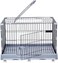 Foldable metal dog cage for Indoor Cats &amp; Dogs, Heavy-duty pet playpen with Open-top design, Lockable door, Removable tray, and Universal wheels, Easy to assemble, 98 cm (Grey)
