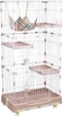 3-Tier cat cage for cats &amp; kittens, Large cat playpen with 3 Lockable doors, Cozy hammock, Climbing ladder, Slide-out tray, and Universal wheels, Ideal for indoor/outdoor use, 145 cm (Pink)