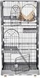3-Tier cat cage for cats &amp; kittens, Large cat playpen with 3 Lockable doors, Cozy hammock, Climbing ladder, Slide-out tray, and Universal wheels, Ideal for indoor/outdoor use, 145 cm (Grey)