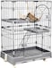 2-Tier cat cage for cats &amp; kittens, Large cat playpen with 2 Lockable doors, Cozy hammock, Climbing ladder, Slide-out tray, and Universal wheels, Ideal for indoor/outdoor use, 102 cm (Grey)