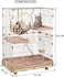 2-Tier cat cage for cats &amp; kittens, Large cat playpen with 2 Lockable doors, Cozy hammock, Climbing ladder, Slide-out tray, and Universal wheels, Ideal for indoor/outdoor use, 102 cm (Pink)