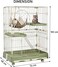 2-Tier cat cage for cats &amp; kittens, Large cat playpen with 2 Lockable doors, Cozy hammock, Climbing ladder, Slide-out tray, and Universal wheels, Ideal for indoor/outdoor use, 102 cm (Green)