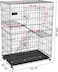 2-Tier cat cage for cat &amp; kittens, Heavy-duty foldable metal pet cage with 2-lockable Doors, Climbing ladders, Slide-out tray, and Universal wheels, Ideal for Indoor/Outdoor use, 104 cm (Black)