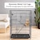 2-Tier cat cage for cat &amp; kittens, Heavy-duty foldable metal pet cage with 2-lockable Doors, Climbing ladders, Slide-out tray, and Universal wheels, Ideal for Indoor/Outdoor use, 104 cm (Black)