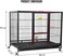 Sturdy metal Dog cage with Lockable door, Feeding door, Removable tray, and Universal wheels, Heavy-duty dog crate cage kennel for Medium to Large breeds, Easy to assemble, 110cm (Black)