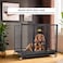 Sturdy metal Dog cage with Lockable door, Feeding door, Removable tray, and Universal wheels, Heavy-duty dog crate cage kennel for Medium to Large breeds, Easy to assemble, 110cm (Black)