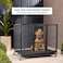 Sturdy metal Dog cage with Lockable door, Feeding door, Removable tray, and Universal wheels, Heavy-duty dog crate cage kennel for Medium to Large breeds, Easy to assemble, 110cm (Black)