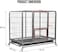Sturdy metal dog cage for small to medium breeds, Heavy-duty dog crate cage with Open-top design, Feeding door, Slide-out tray, and Universal wheels, Ideal for indoor/outdoor use, 93cm (Silver)
