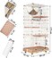 3-Tier cat cage with 3 Lockable doors, Cozy hammock, Climbing ladder, Slide-out trays, and Universal wheels, Sturdy metal wire cat cage for Indoor cats &amp; kittens, Easy to assemble, 175 cm (Pink)