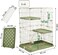 2-Tier metal cat cage for Cats &amp; Kittens, Spacious multi-level cat enclosure with 2 Lockable doors, Climbing ladder, and Leak-proof base, Cat cage for indoor/outdoor, Easy assembly, 108 cm (Green)