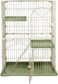 2-Tier metal cat cage for Cats &amp; Kittens, Spacious multi-level cat enclosure with 2 Lockable doors, Climbing ladder, and Leak-proof base, Cat cage for indoor/outdoor, Easy assembly, 108 cm (Green)