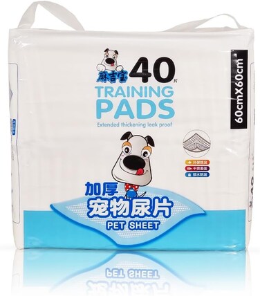 40Pcs dog training pads with Leak-proof design, 5 Highly absorbent layers, Tear-resistant, and Odor control, Disposable pet training pads for Large breeds, Keep the floor clean, 60 cm (Blue)