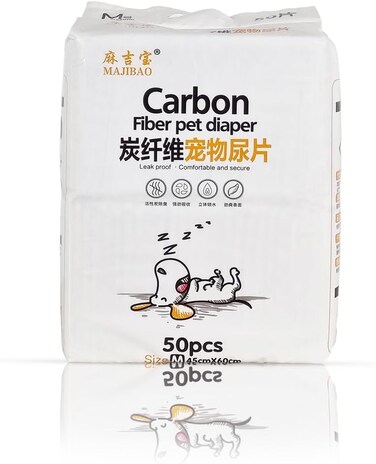 50Pcs Thickened bamboo charcoal pet urine pads with 5 Highly absorbent layers, Leak-proof design, Tear-resistant, and Odor control, Carbon fiber pet diaper for Medium breeds 60 cm (Black)