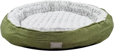 Round dog bed with Soft plush material, Raised edge, and Non-slip bottom, Soft and Comfortable fluffy pet bed for Large-sized dogs, Suitable for Indoor use, 72 cm (Green)