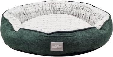 Round dog bed with Soft plush material, Raised edge, and Non-slip bottom, Soft and Comfortable fluffy pet bed for small to medium dogs, Suitable for Indoor use, 60 cm (Green)