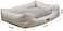 Dog bed with Removable pillow, Raised edge, and Anti-slip bottom, Rectangular dog bed for medium to large dogs, Warm &amp; Comfortable nest for indoor use, Machine washable, 75 cm (Beige)
