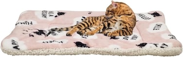 Soft pet blanket for small to medium breeds, Reversible fleece dog blanket with Cartoon print design, Sherpa fleece blanket, and Durable polyester fiber, Warm winter pet bed mat, 58 cm (Pink)