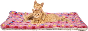 Soft pet blanket for small to medium breeds, Reversible fleece dog blanket with Cute star pattern, Sherpa fleece blanket, and Durable polyester fiber, Warm winter pet bed mat, 58 cm (Pink)