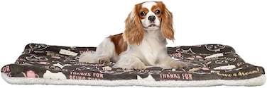 Large dog blanket with Cartoon print design, Sherpa fleece blanket, and Durable polyester fiber, Comfortable dog bed for medium to large breeds, Warm winter pet bed mat, 100 cm (Chocolate)