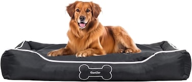 Large dog bed with Water -resistant material, Removable cushion, Raised edge, and Non-slip bottom, Durable Nylon &amp; Polypropylene pet bed for medium to large breeds, All-season use, 107 cm (Black)