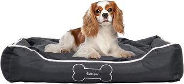 Dog bed with Water -resistant material, Removable cushion, Raised edge, and Non-slip bottom, Durable Nylon &amp; Polypropylene pet bed for small to medium breeds, All-season use, 95 cm (Black)