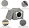 Cat house bed with Detachable design, Removable cushion, Durable zipper, and Anti-slip bottom, House-shaped cat shelter for Indoor cats &amp; kittens, Easy to assemble, 42 cm (Grey)