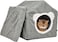 Cat house bed with Detachable design, Removable cushion, Durable zipper, and Anti-slip bottom, House-shaped cat shelter for Indoor cats &amp; kittens, Easy to assemble, 42 cm (Grey)