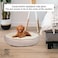 Round dog bed for Cats and small dogs, Cozy donut cuddler pet bed with Fluffy plush fabric, Durable cotton, and Anti-slip bottom, Ideal for Stress relief and Comfortable lounging, 55 cm (Pink)