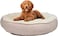 Round dog bed for Cats and small dogs, Cozy donut cuddler pet bed with Fluffy plush fabric, Durable cotton, and Anti-slip bottom, Ideal for Stress relief and Comfortable lounging, 55 cm (Pink)