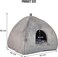 Triangle cat house with Removable cushion, Durable handle, Soft plush fabric, and Non-slip bottom, Enclosed pet house for Indoor cats &amp; kittens, No assembly required, 50 cm (Grey)