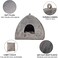 Triangle cat house with Removable cushion, Durable handle, Soft plush fabric, and Non-slip bottom, Enclosed pet house for Indoor cats &amp; kittens, No assembly required, 50 cm (Grey)