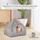Triangle cat house with Removable cushion, Durable handle, Soft plush fabric, and Non-slip bottom, Enclosed pet house for Indoor cats &amp; kittens, No assembly required, 50 cm (Grey)