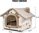 House-shape cat bed with Removable cushion, Foldable design, Soft PP material, and Non-skid bottom, Soft polyester pet house for cats and small dogs, Ideal for indoor/outdoor use, 45 cm (Brown)