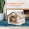 House-shape cat bed with Removable cushion, Foldable design, Soft PP material, and Non-skid bottom, Soft polyester pet house for cats and small dogs, Ideal for indoor/outdoor use, 45 cm (Brown)
