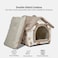 House-shape cat bed with Removable cushion, Foldable design, Soft PP material, and Non-skid bottom, Soft polyester pet house for Medium to large cats, Ideal for indoor/outdoor use, 50 cm (Brown)