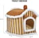 Cozy winter pet bed house with Removable cushion, Foldable design, Soft PP material, and Non-skid bottom, All-season house-shaped cat bed for Indoor cats &amp; small dogs, 55 cm (Brown)